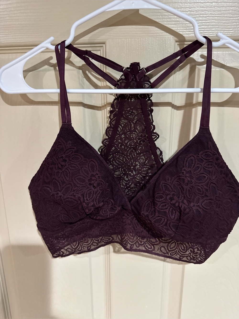 Aerie Lace Bralette in Deep Plum with Strappy Lace Back